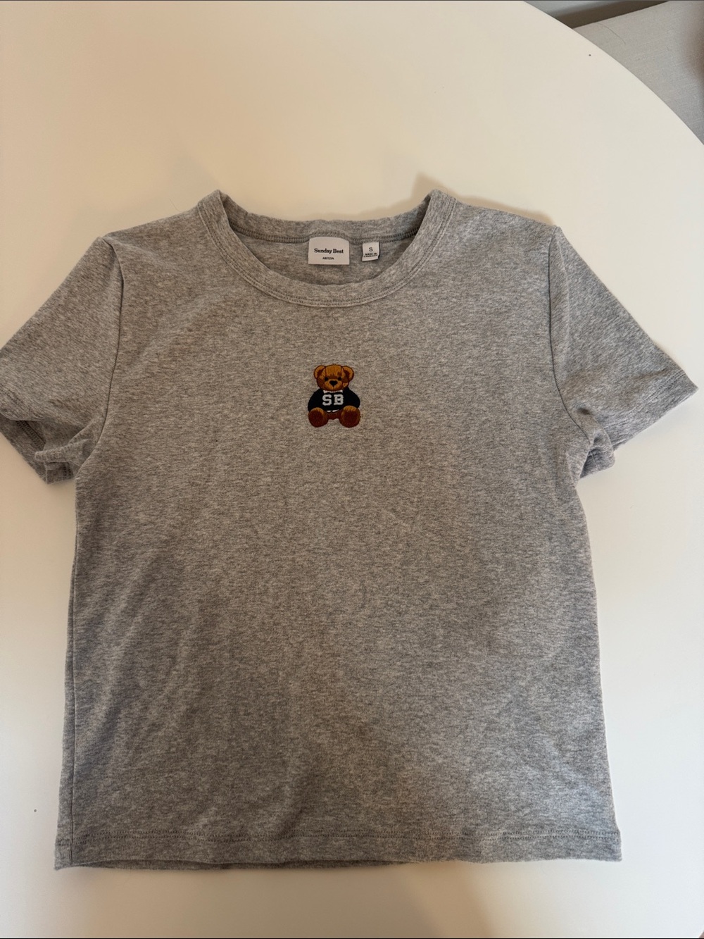 Aritzia teddy bear tee grey